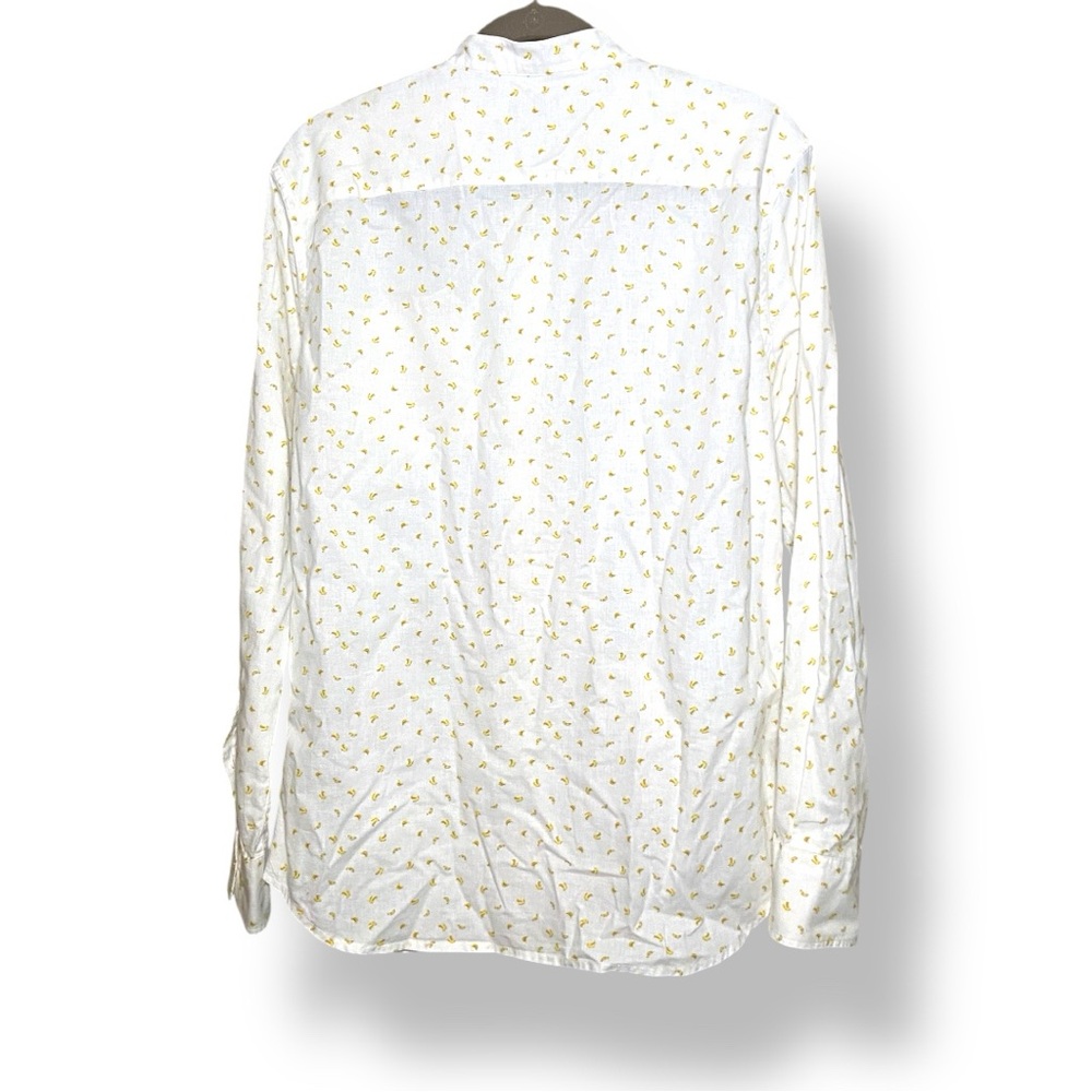 JACK & JONES Summer Vibes Long Sleeve Cotton Linen Shirt Button Up Bananas Small - Picture 2 of 5